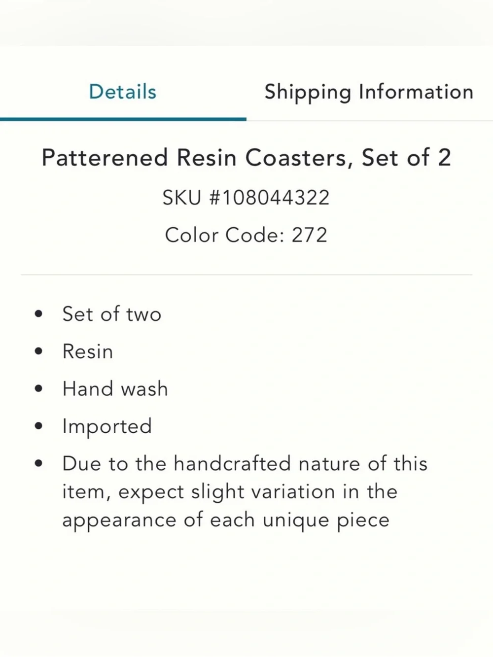 Anthropologie patterned Resin Coaster Set of two
